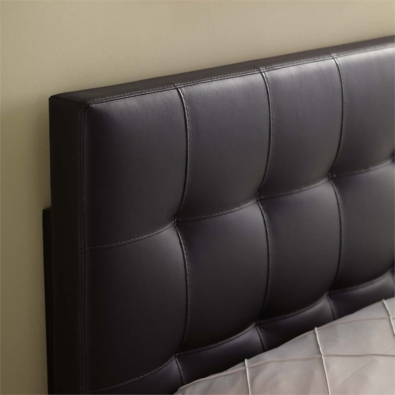 Modway Lily Twin Upholstered Faux Leather and Wood Headboard in Brown