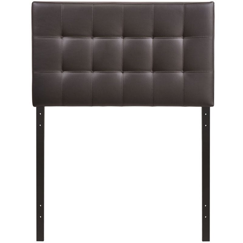 Modway Lily Twin Upholstered Faux Leather and Wood Headboard in Brown