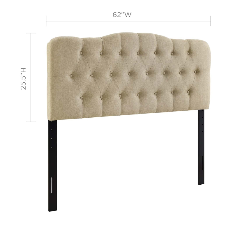 Modway Annabel Queen Upholstered Polyester Fabric Headboard in Beige