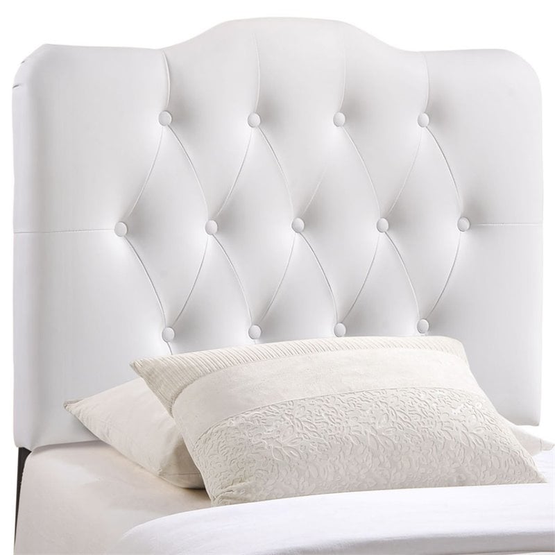 Modway Annabel Twin Upholstered Vinyl and Wood Headboard in White