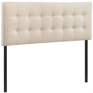 Modway Emily Queen Upholstered Polyester Fabric Headboard in Ivory