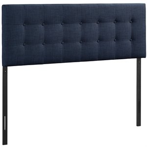 Modway Emily Queen Upholstered Polyester Fabric Headboard in Navy