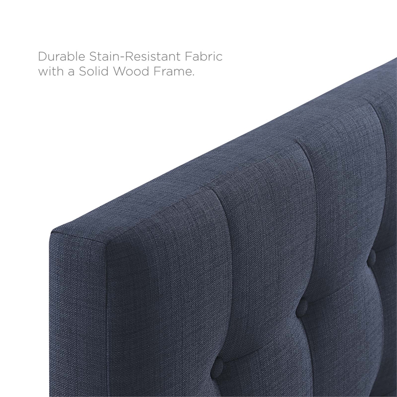 Modway Emily Queen Upholstered Polyester Fabric Headboard in Navy
