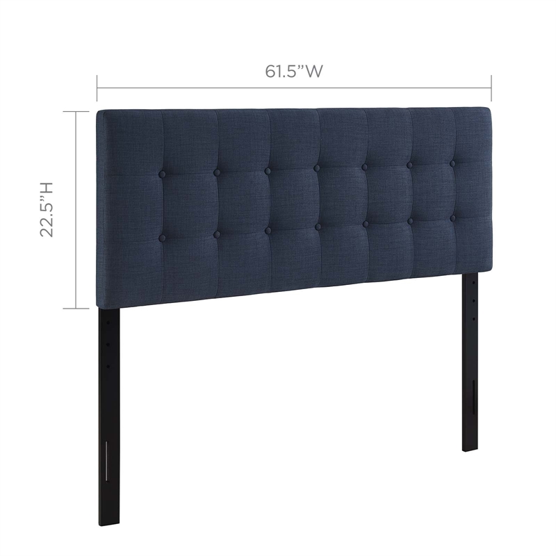 Modway Emily Queen Upholstered Polyester Fabric Headboard in Navy