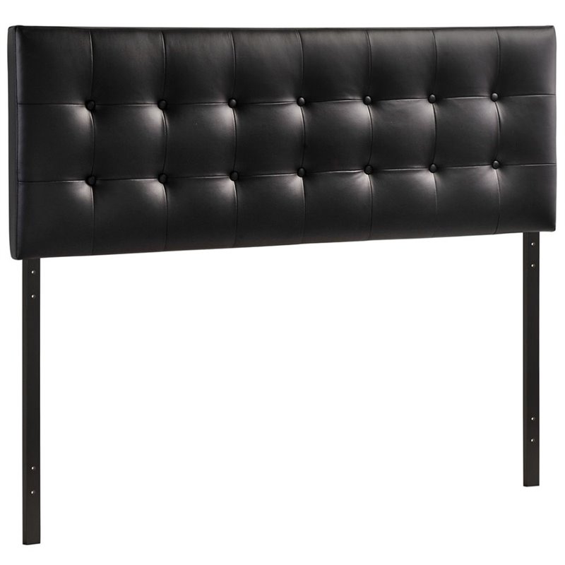 Modway Emily Queen Upholstered Faux Leather and Wood Headboard in Black