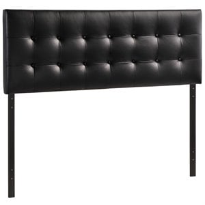 Modway Emily Queen Upholstered Faux Leather and Wood Headboard in Black
