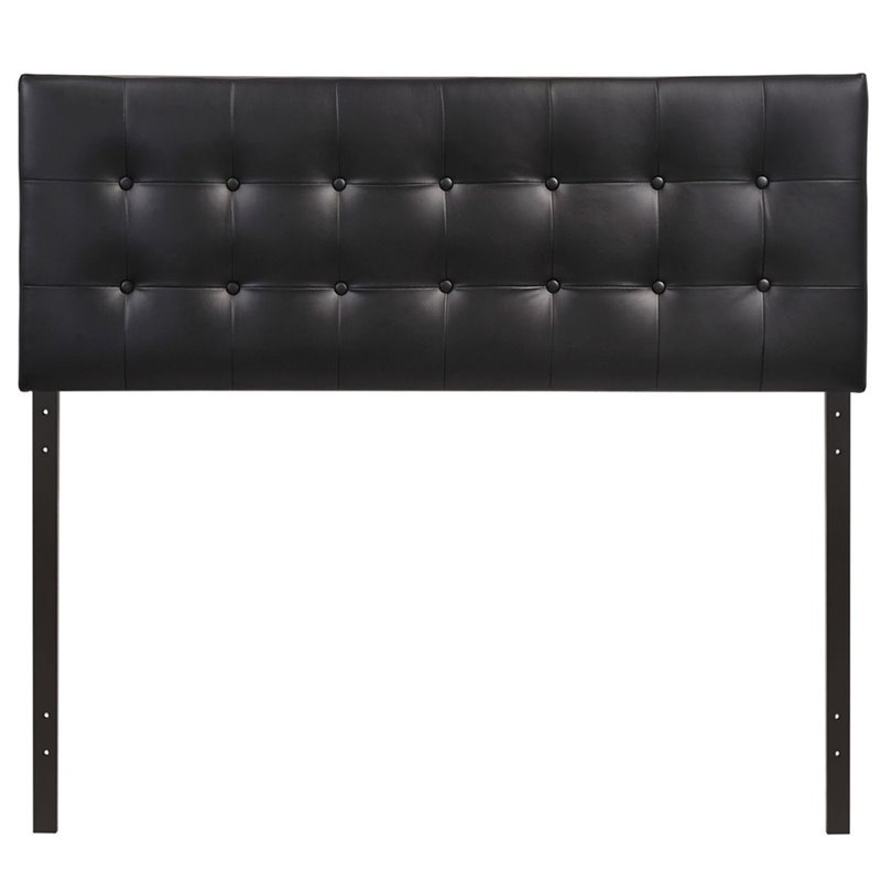 Modway Emily Queen Upholstered Faux Leather and Wood Headboard in Black