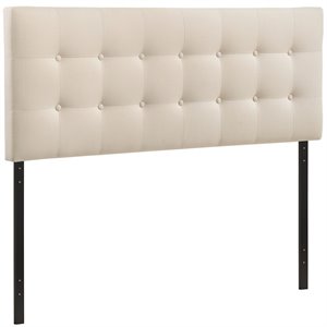 Modway Emily King Upholstered Polyester Fabric Headboard in Ivory