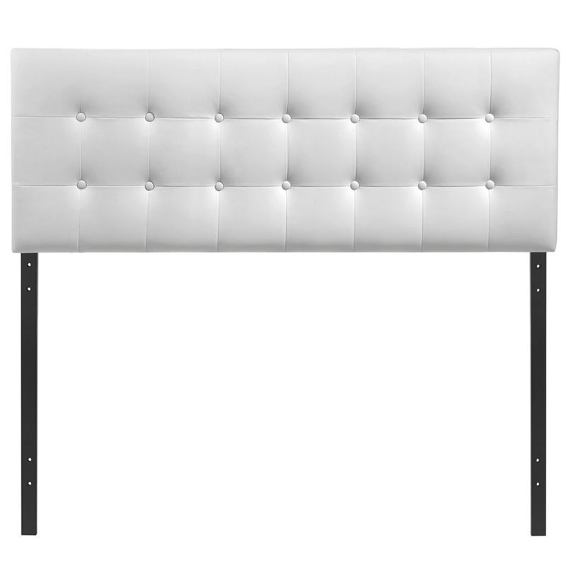 Modway Emily King Upholstered Faux Leather and Wood Headboard in White Finish