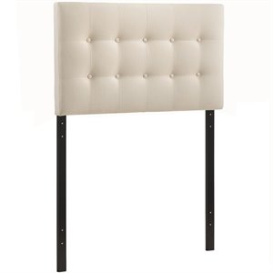Modway Emily Twin Upholstered Polyester Fabric Headboard in Ivory