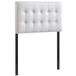 Modway Emily Twin Modern Style Upholstered Faux Leather Headboard in White