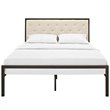 Modway Mia Tufted Fabric Platform Queen Bed in Brown/Beige