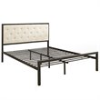Modway Mia Tufted Fabric Platform Queen Bed in Brown/Beige