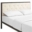 Modway Mia Tufted Fabric Platform Queen Bed in Brown/Beige