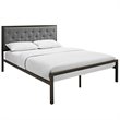 Modway Mia Queen Powder-coated Steel and Fabric Bed in Brown/Gray
