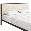 Modway Mia King Powder-coated Steel and Fabric Bed in Brown/Beige