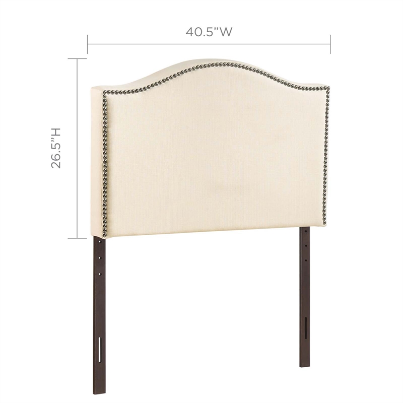 Modway Curl Twin Nailhead Upholstered Linen Fabric Headboard in Ivory