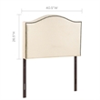 Modway Curl Twin Nailhead Upholstered Linen Fabric Headboard in Ivory