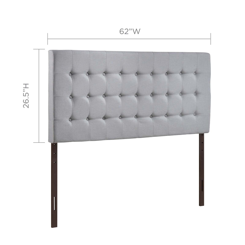 modway tinble queen upholstered linen fabric solid wood headboard in sky gray
