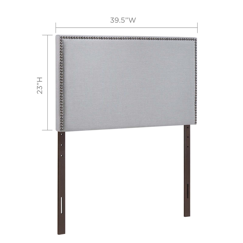 Modway Region Nailhead Twin Upholstered Linen Fabric Headboard in Sky Gray