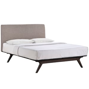 Modway Tracy Modern MDF and Rubberwood Queen Bed in Cappuccino/Gray
