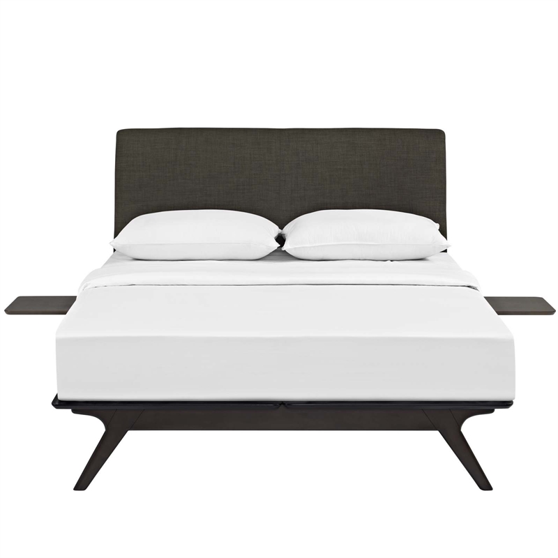 Modway Tracy 3-Piece MDF and Rubberwood Queen Bedroom Set - Cappuccino/Brown