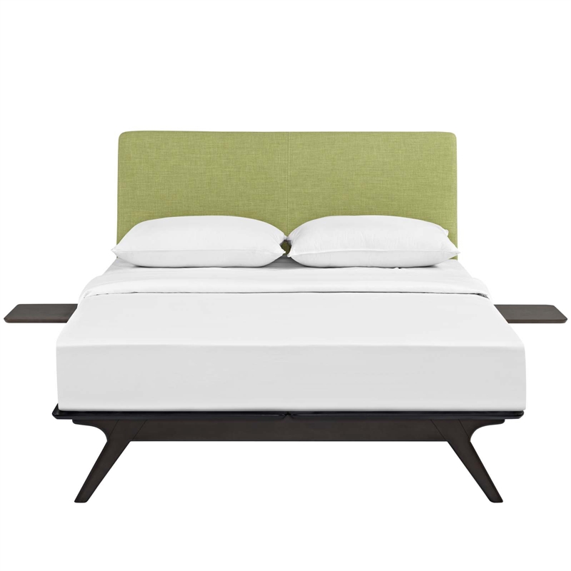Modway Tracy 3-Piece MDF and Rubberwood Queen Bedroom Set in Cappuccino/Green