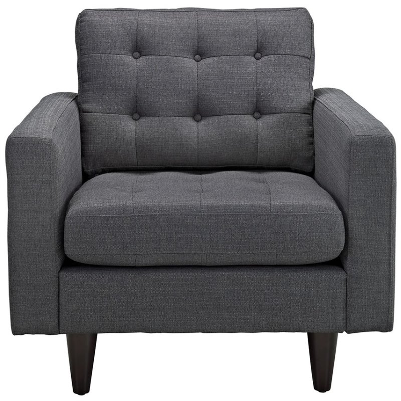 Modway Empress Modern Upholstered Fabric Tufted Armchair in Gray