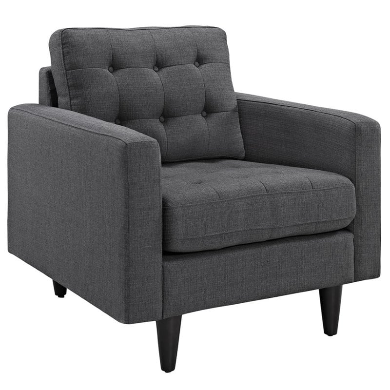 Modway Empress Modern Upholstered Fabric Tufted Armchair in Gray