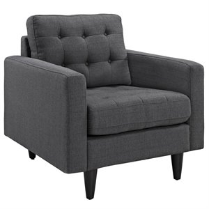 Modway Empress Modern Upholstered Fabric Tufted Armchair in Gray