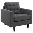 Modway Empress Modern Upholstered Fabric Tufted Armchair in Gray