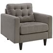 Modway Empress Modern Upholstered Fabric Armchair in Granite Gray