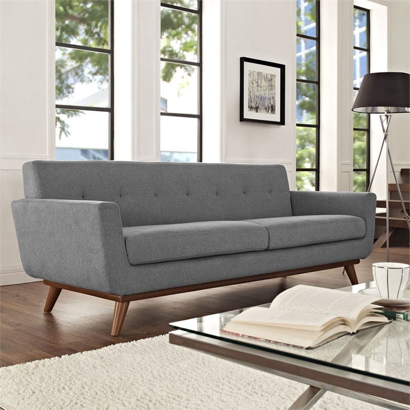 Modway Engage Modern Upholstered Fabric Sofa in Expectation Gray
