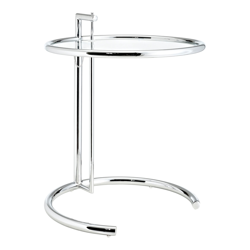Modway Eileen Gray Modern Glass & Steel End Table in Chrome/Clear