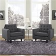 Modway Empress Upholstered Fabric Armchair in Gray (Set of 2)