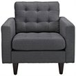Modway Empress Upholstered Fabric Armchair in Gray (Set of 2)