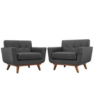 Modway Engage Modern Fabric Armchair in Gray/Cherry (Set of 2)
