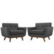 Modway Engage Modern Fabric Armchair in Gray/Cherry (Set of 2)