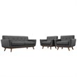 Modway Engage Modern Fabric 3-Piece Set w/ Armchair & Loveseat in Gray