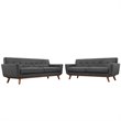 Modway Engage Modern Fabric 2-Piece Sofa Set with Loveseat in Gray