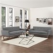 Modway Engage Modern Fabric 2-Piece Sofa Set with Loveseat in Expectation Gray
