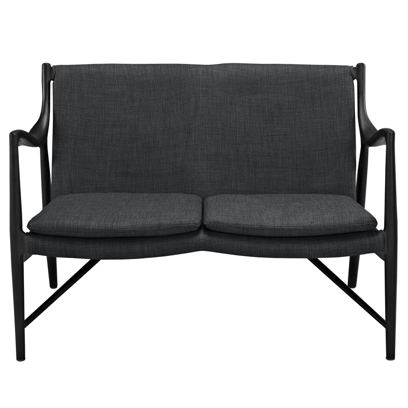 Modway Makeshift Fabric Loveseat in Black and Gray