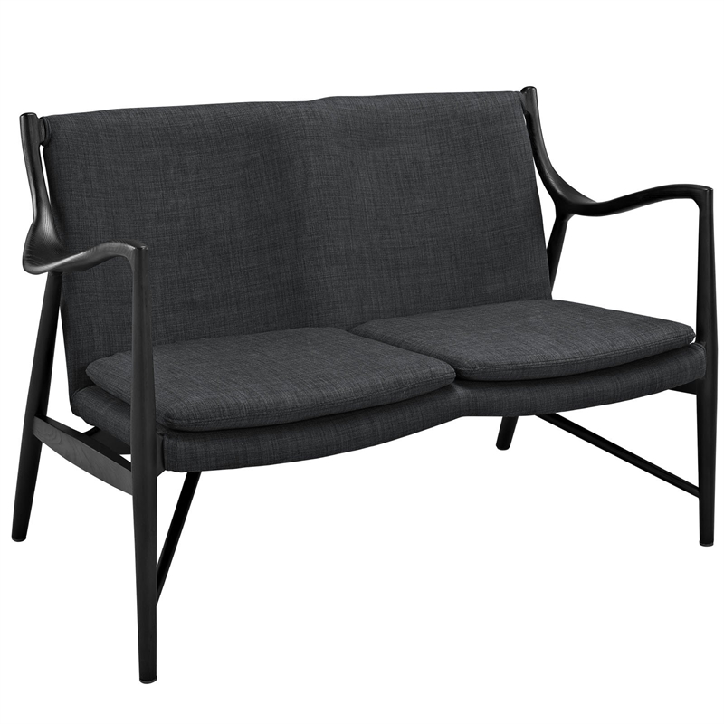 Modway Makeshift Fabric Loveseat in Black and Gray