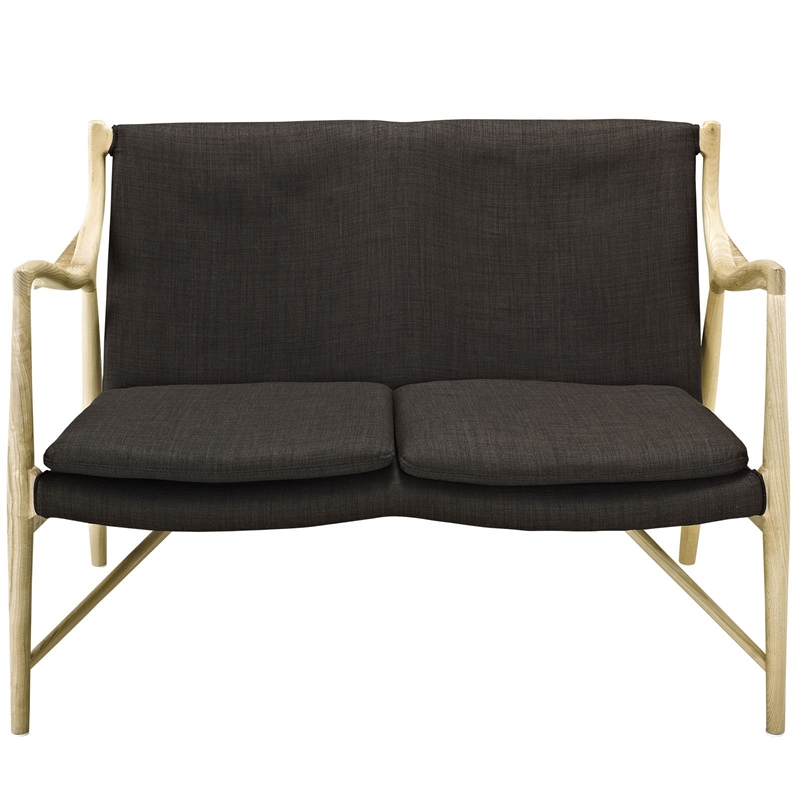 Modway Makeshift Fabric Loveseat in Natural and Brown