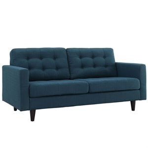 Modway Empress Modern Upholstered Fabric Loveseat in Azure Blue