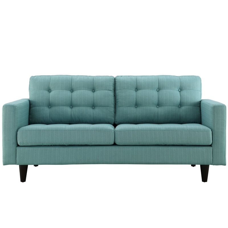 Modway Empress Modern Upholstered Fabric Loveseat in Laguna Blue