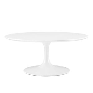 Modway Lippa 35.5&quot Round Modern Wood Coffee Table in White Finish