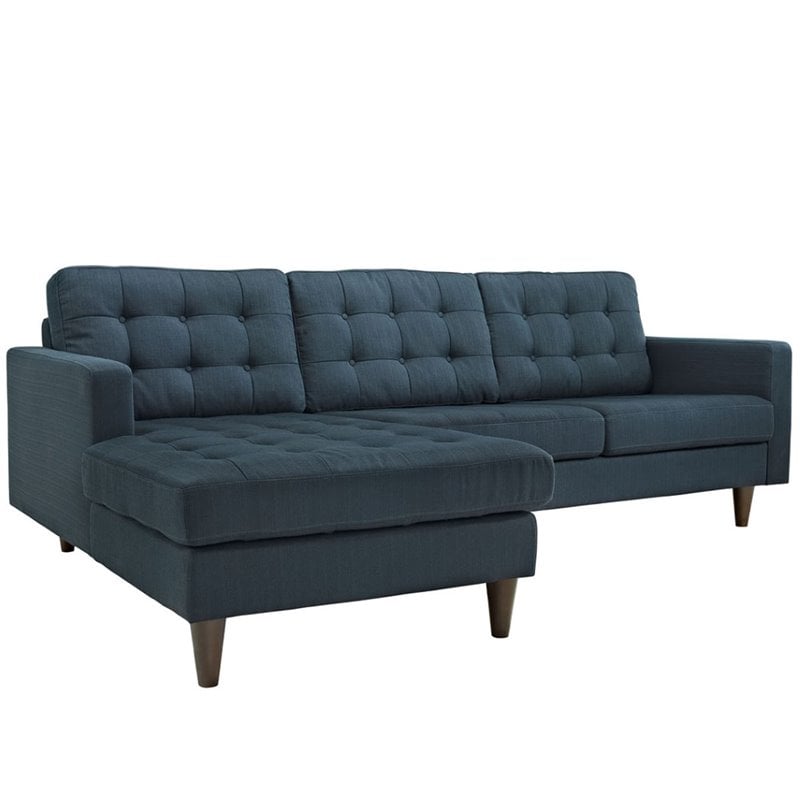 Modway Empress Upholstered Fabric Left-Facing Sectional Sofa in Azure Blue