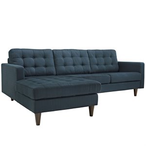 Modway Empress Upholstered Fabric Left-Facing Sectional Sofa in Azure Blue