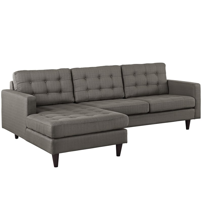 Modway Empress Upholstered Fabric Left-Facing Sectional Sofa in Granite Gray